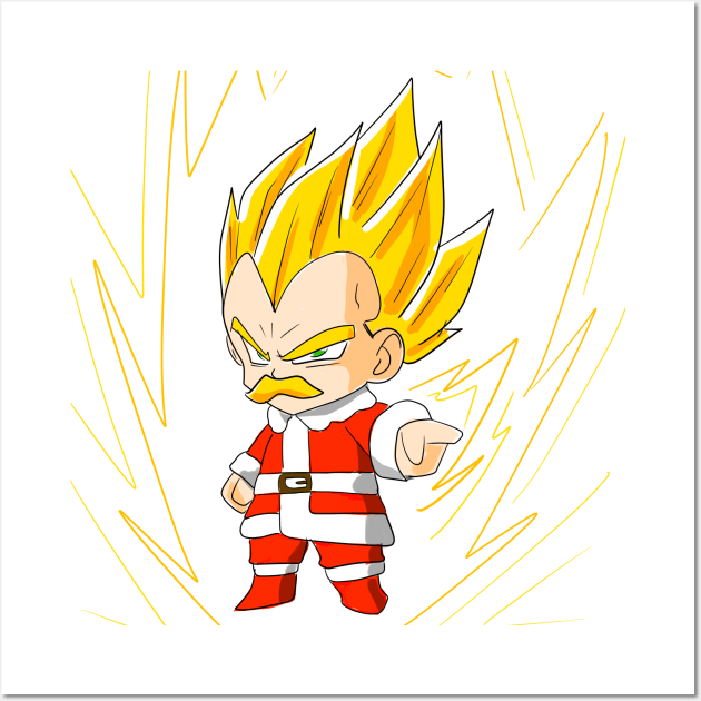 Santa Vegeta in super saiyan christmas in dragonball Wall Art by jorge_lebeau